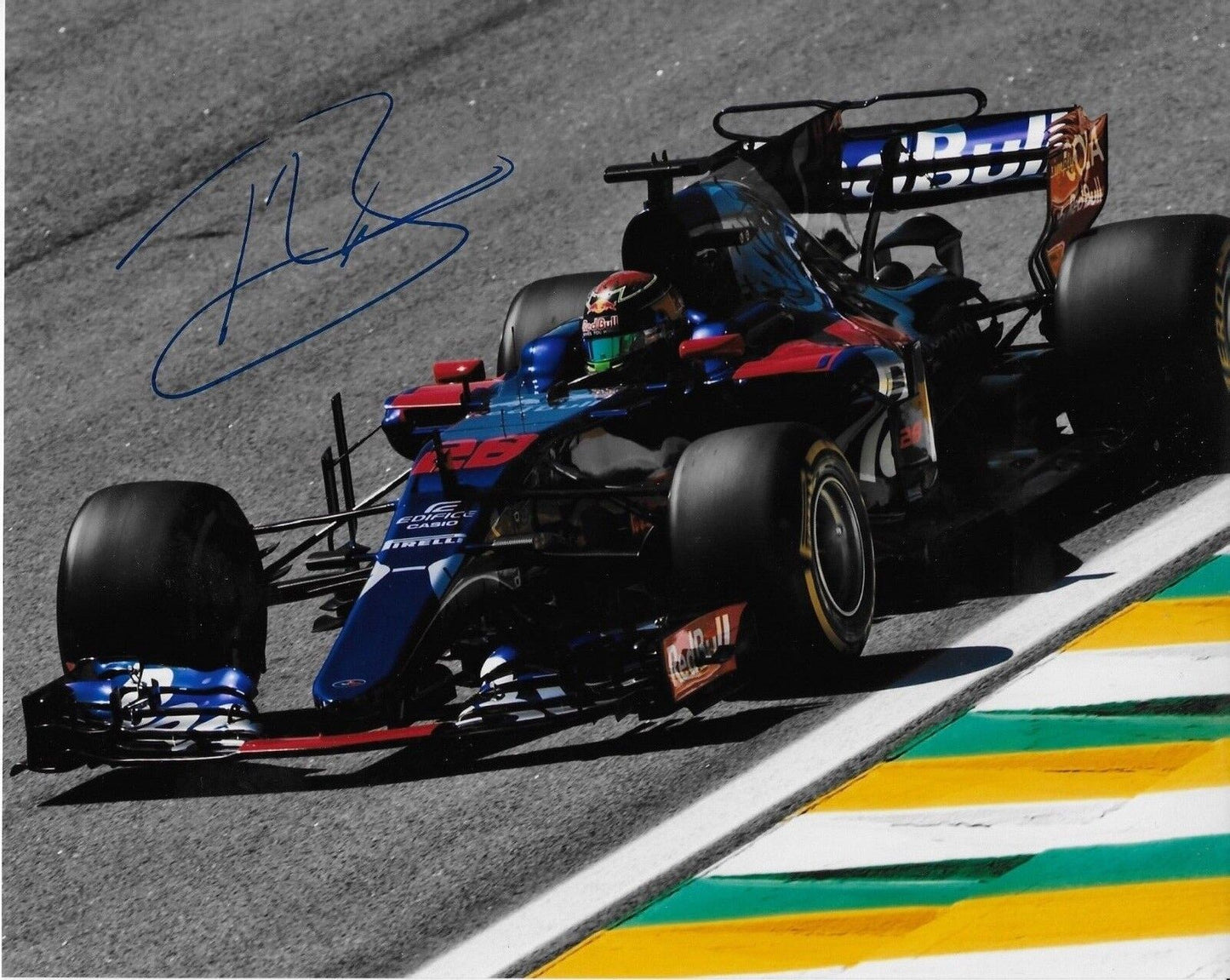 Photo 8x10 signée par le pilote Toro Rosso Brendon Hartley Formule 1 2018 3