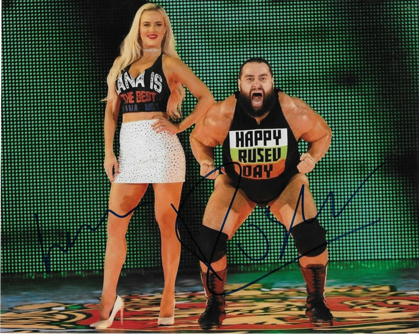 Autographed Rusev and Lana signed WWE 8x10 Photo