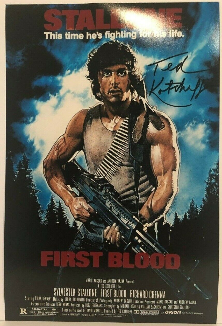 Autographed director Ted Kotcheff signed 12x18 Photo Rambo First Blood Poster
