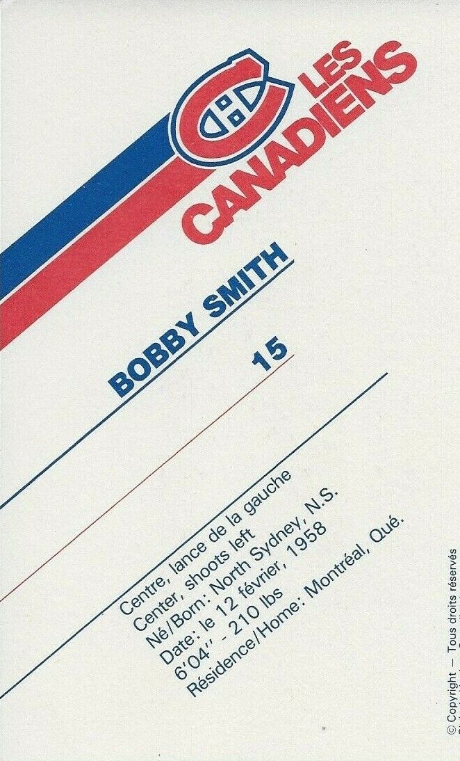 Autographed Bobby Smith Montreal Canadiens Postcard Original