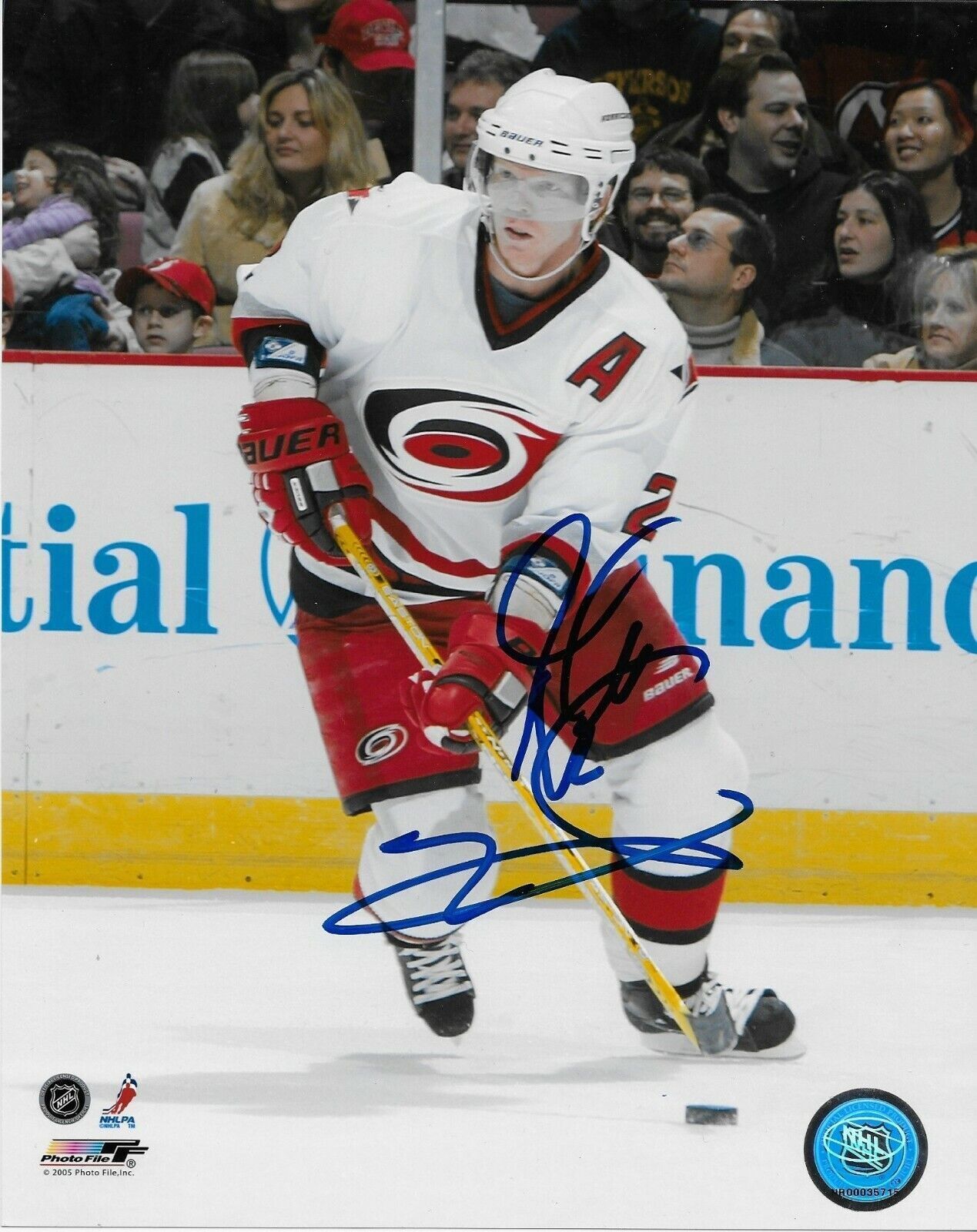 Photo originale autographiée de Glen Wesley des Hurricanes de la Caroline 8x10