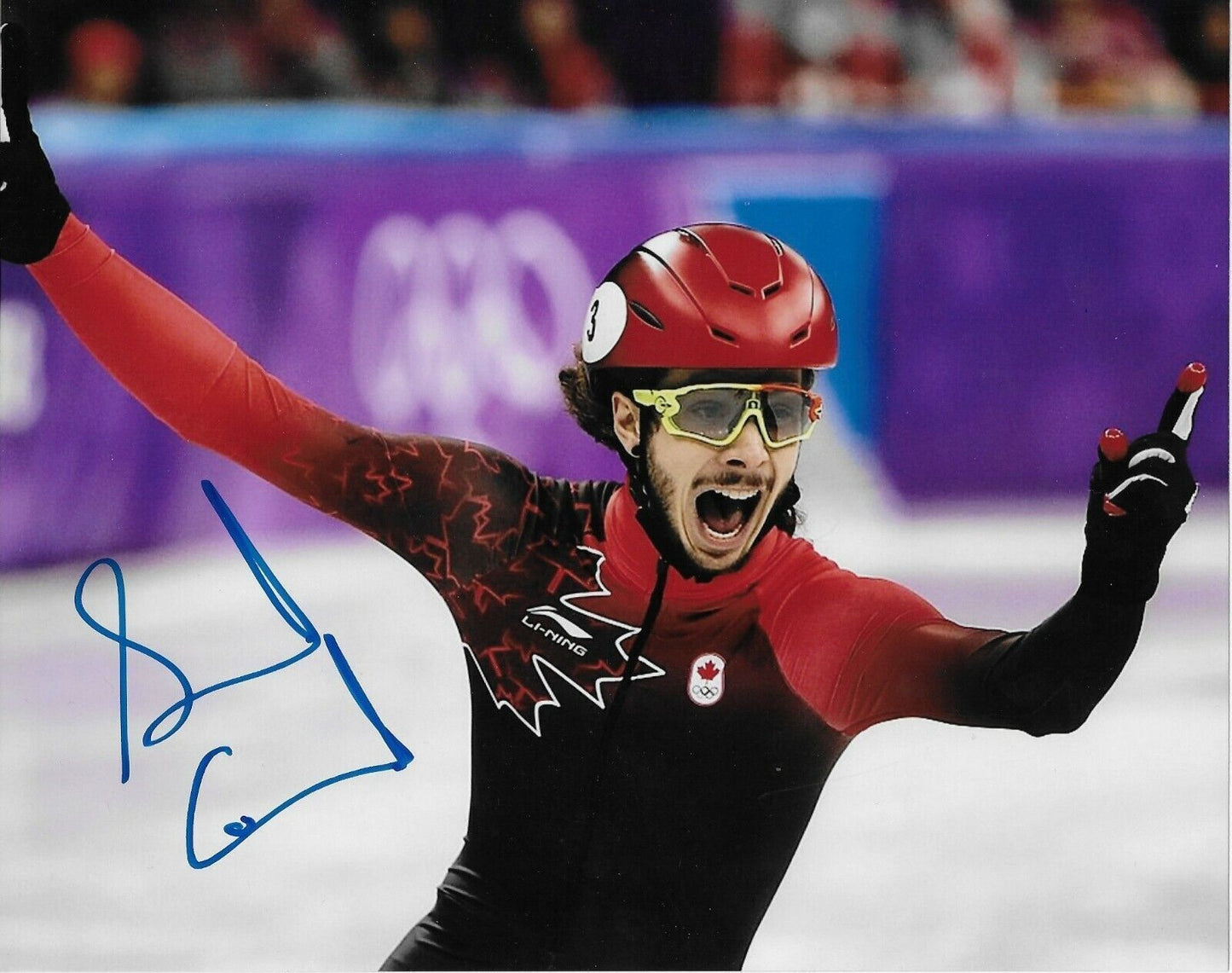 Auto. Samuel Girard Jeux olympiques Patinage de vitesse sur piste courte Photo 8x10 Original