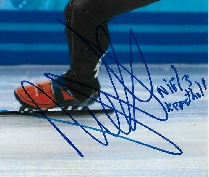 Auto. François Hamelin + Niels Kerstholt Photo 8x10 de patinage de vitesse sur courte piste