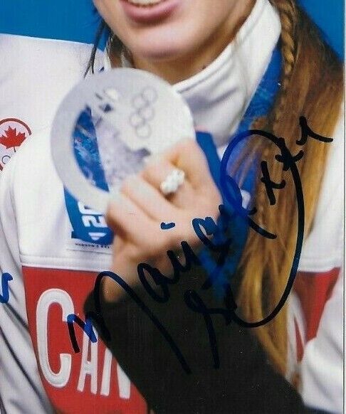 Auto. Maltais + Hewitt + St-Gelais + Drolet Short Track Speed Skating 8x10 Photo