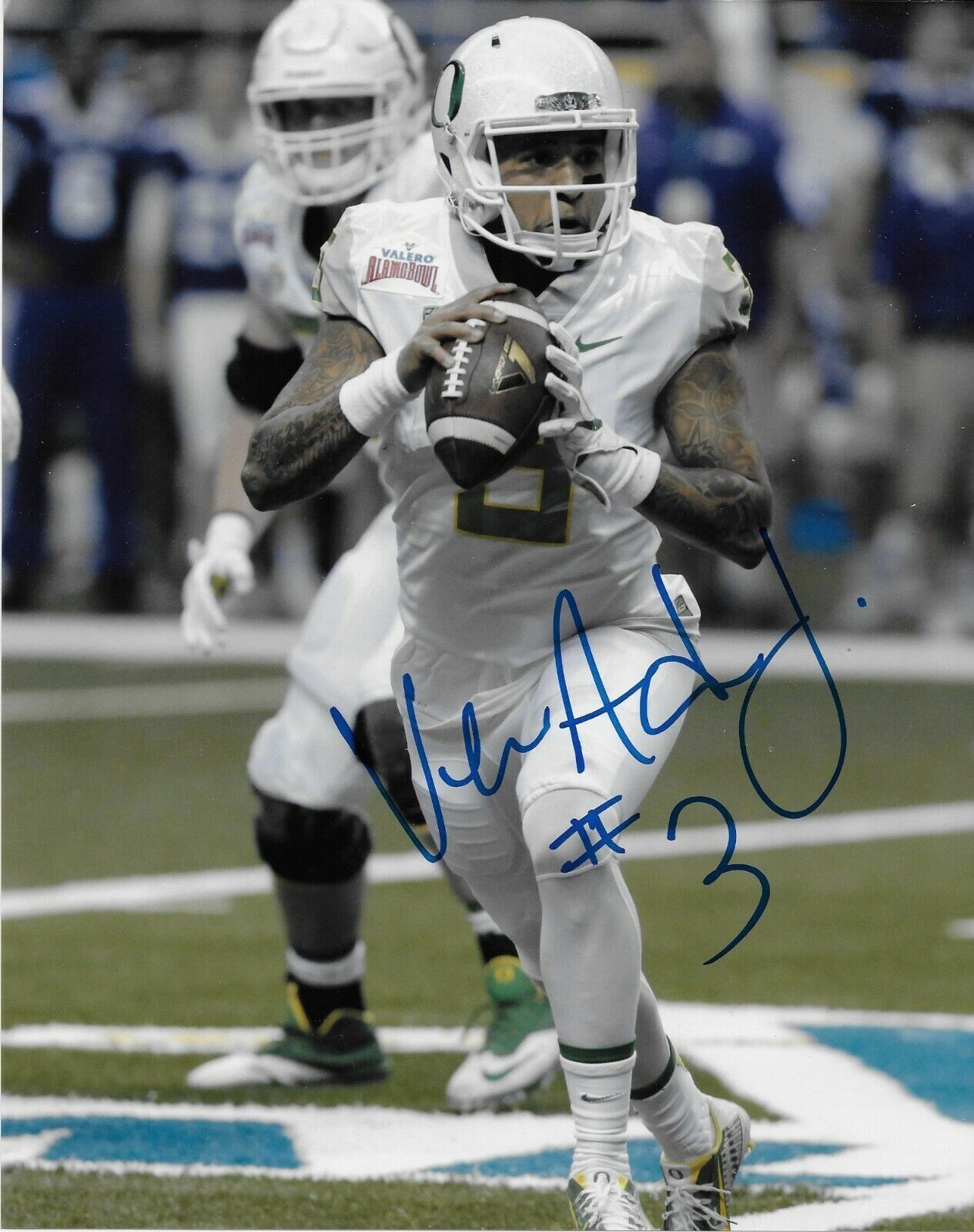Photo autographiée de Vernon Adams Jr des Oregon Ducks 8x10 originale