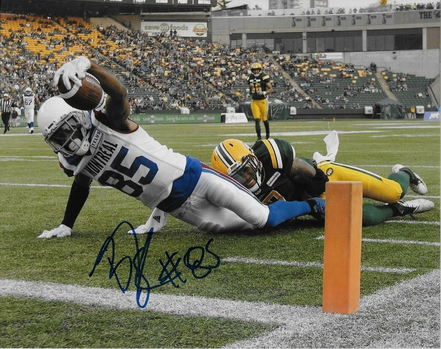 Photo autographiée BJ Cunningham des Alouettes de Montréal 8x10 originale
