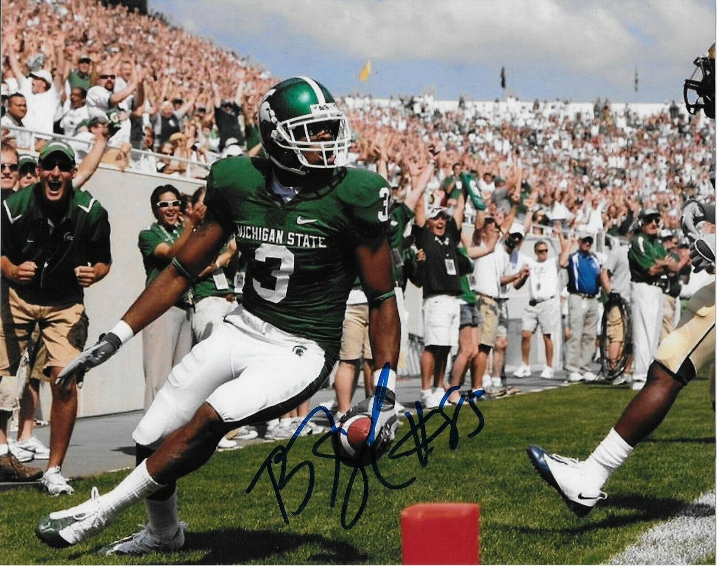 Photo autographiée 8x10 de BJ Cunningham des Alouettes de Montréal de l'État du Michigan