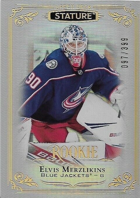 2019-20 Upper Deck Stature Elvis Merzlikins Rookie card 97/399