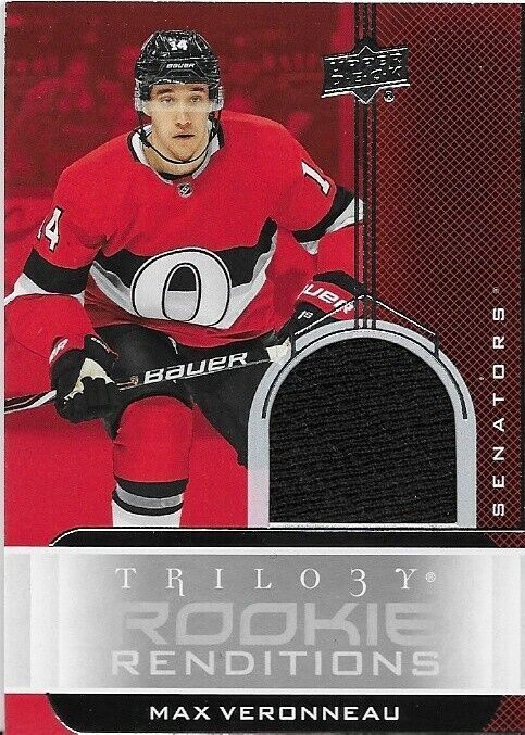Maillot de la Trilogie Upper Deck 2019-20 de Max Veronneau, rendus des recrues parallèles