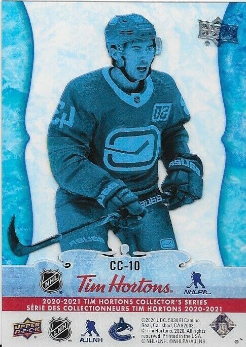 Carte insérée Quinn Hughes Clear Cut Phenoms de Tim Horton 2020-21