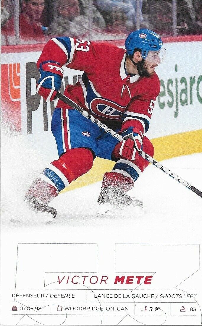 Autographed Victor Mete Montreal Canadiens Postcard 2018-19 Original