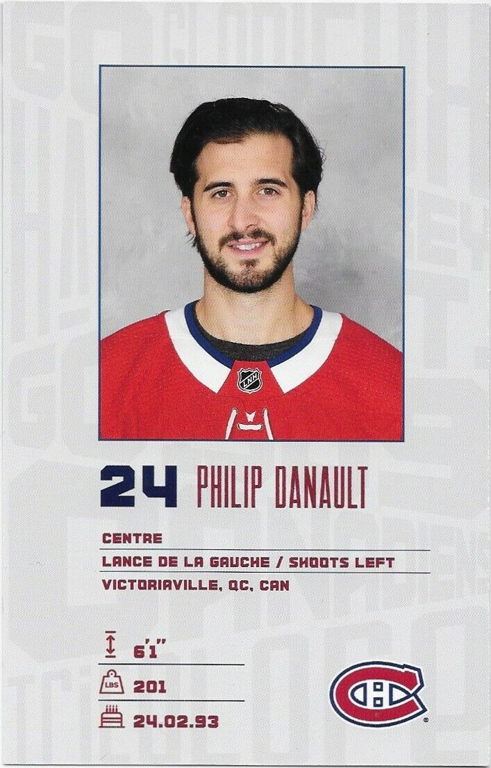 Autographed Philip Danault Montreal Canadiens Postcard 2019-20 Original