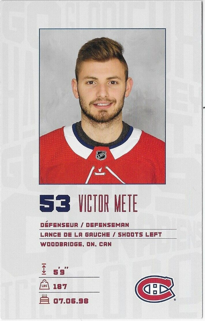 Autographed Victor Mete Montreal Canadiens Postcard 2019-20 Original