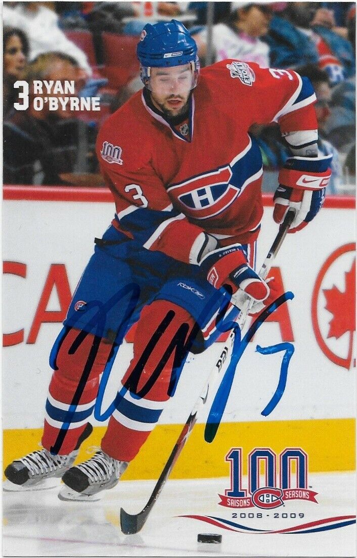 Carte postale originale autographiée par Ryan O'Byrne des Canadiens de Montréal 2008-09
