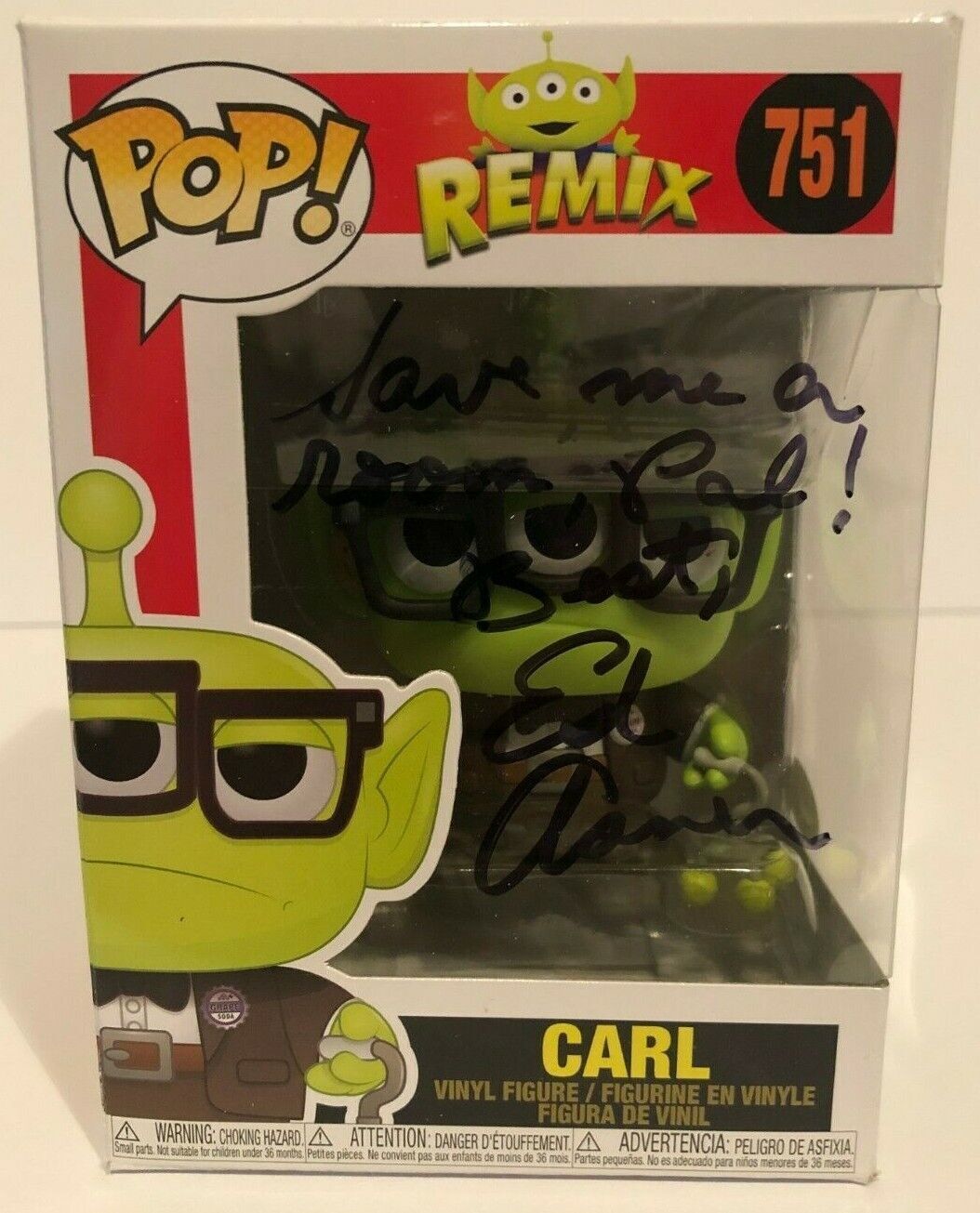 Autographed Disney's Up Alien Carl Pop Funko signed by Legend Ed Asner JSA