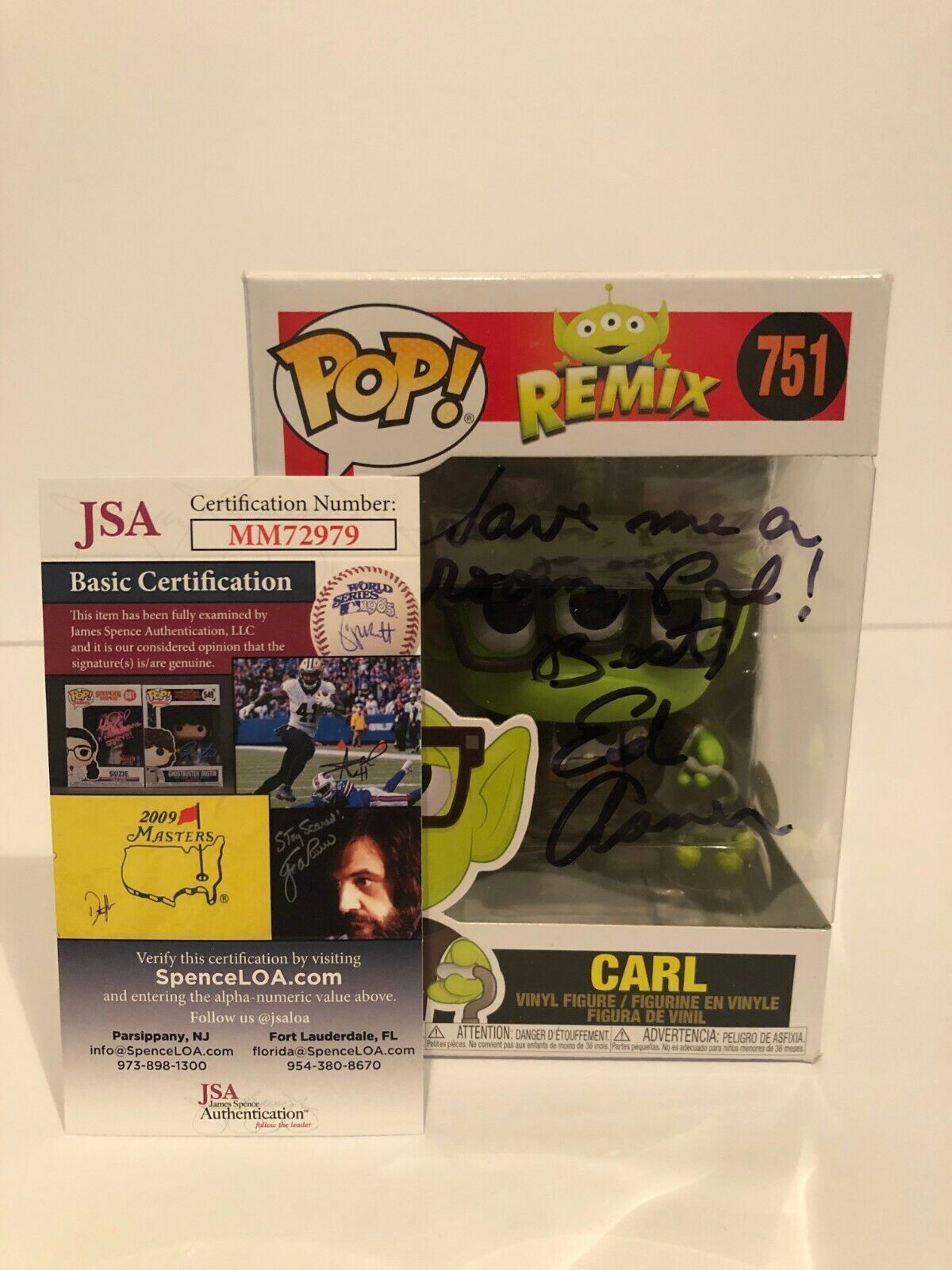 Autographed Disney's Up Alien Carl Pop Funko signed by Legend Ed Asner JSA