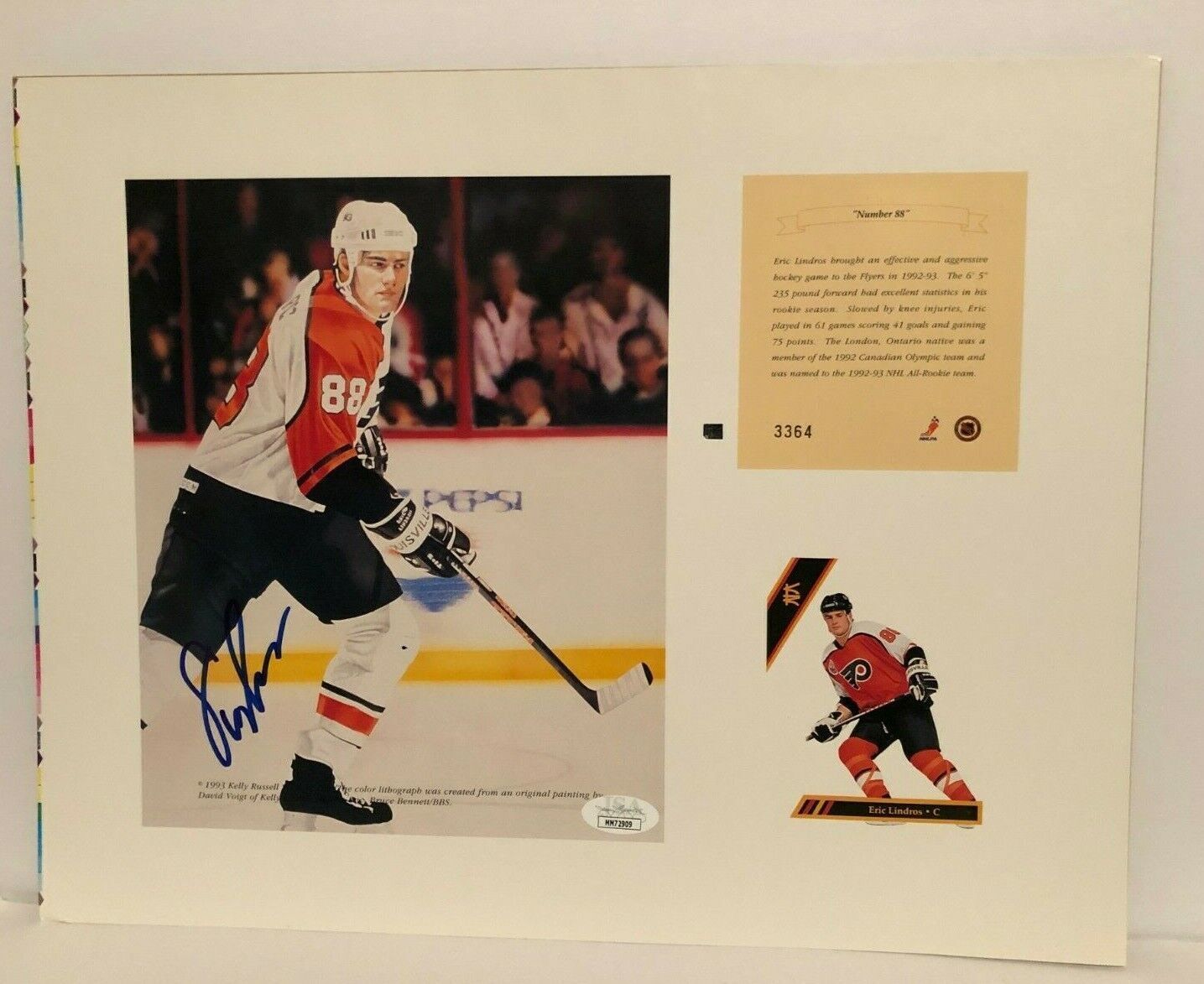 Autographed Kelly Russell Studios Philadelphia Flyers Eric Lindros with JSA