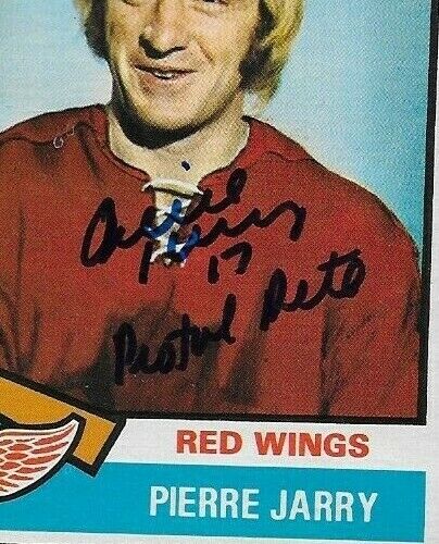 Autographed Detroit Red Wings Pierre Jarry Pistol Pete O-Pee-Chee 1974-75 Card