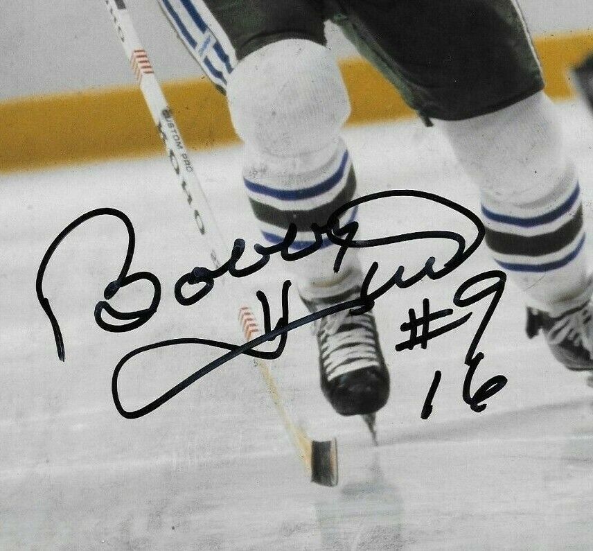 Autographed Hartford Whalers Hockey Hall of Famer Bobby Hull 8x10 Photo Original
