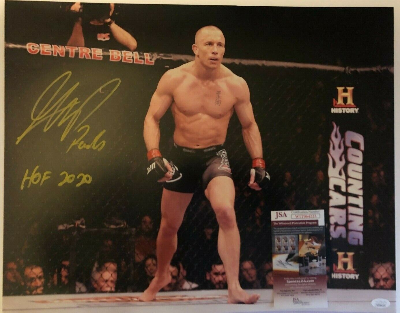 Autographed Georges St Pierre 16x20 Photo RUSH + HOF 2020 Insc JSA exact proof 2