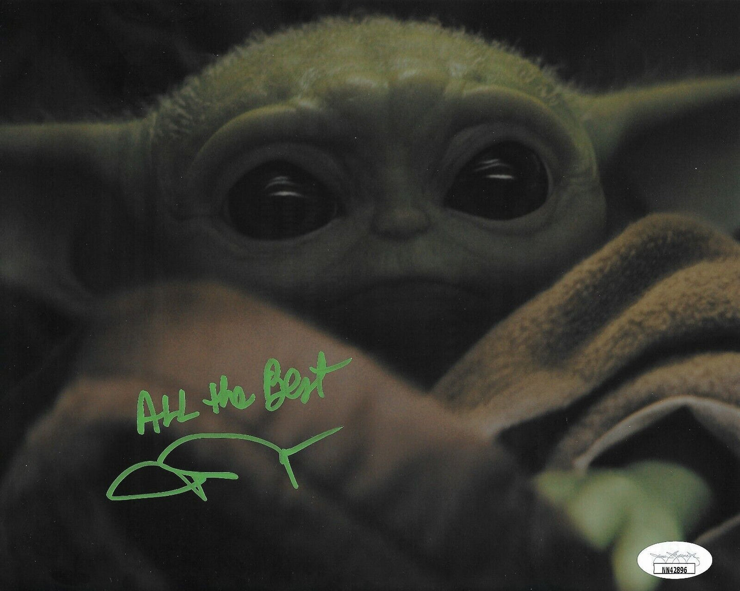Photo autographiée de Star Wars Baby Yoda 8x10 signée par John Rosengrant, certificat JSA 3