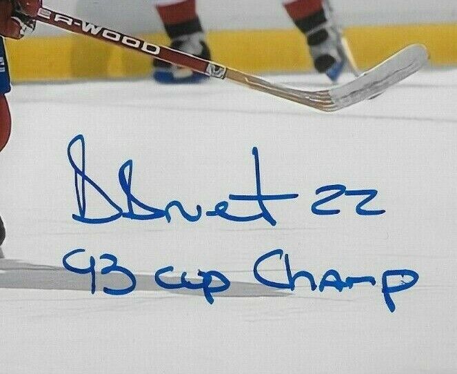 Auto. Montreal Canadiens Benoit Brunet 8x10 #2 w Inscription 93 Cup Champ w JSA