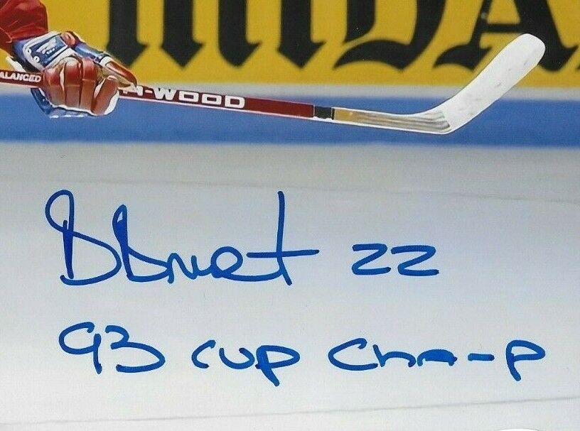Auto. Montreal Canadiens Benoit Brunet 8x10 #3 w Inscription 93 Cup Champ w JSA