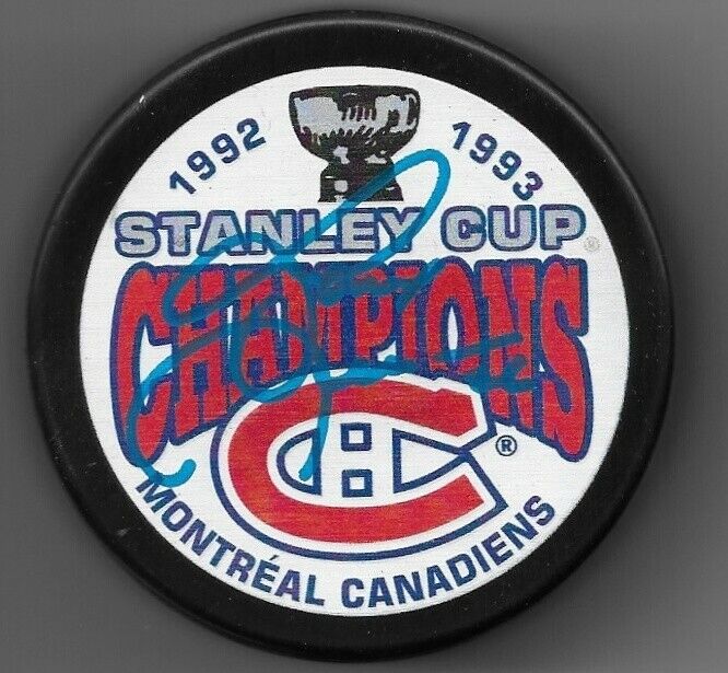 Autographed Montreal Canadiens Gary Leeman 92-93 Stanley Cup Champions Puck
