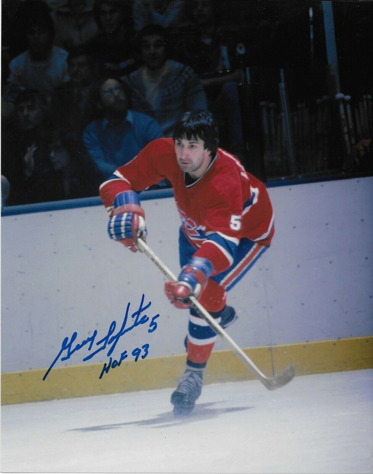 Autographed Montreal Canadiens Guy Lapointe 8x10 w Hall Of Fame Inscription # 8