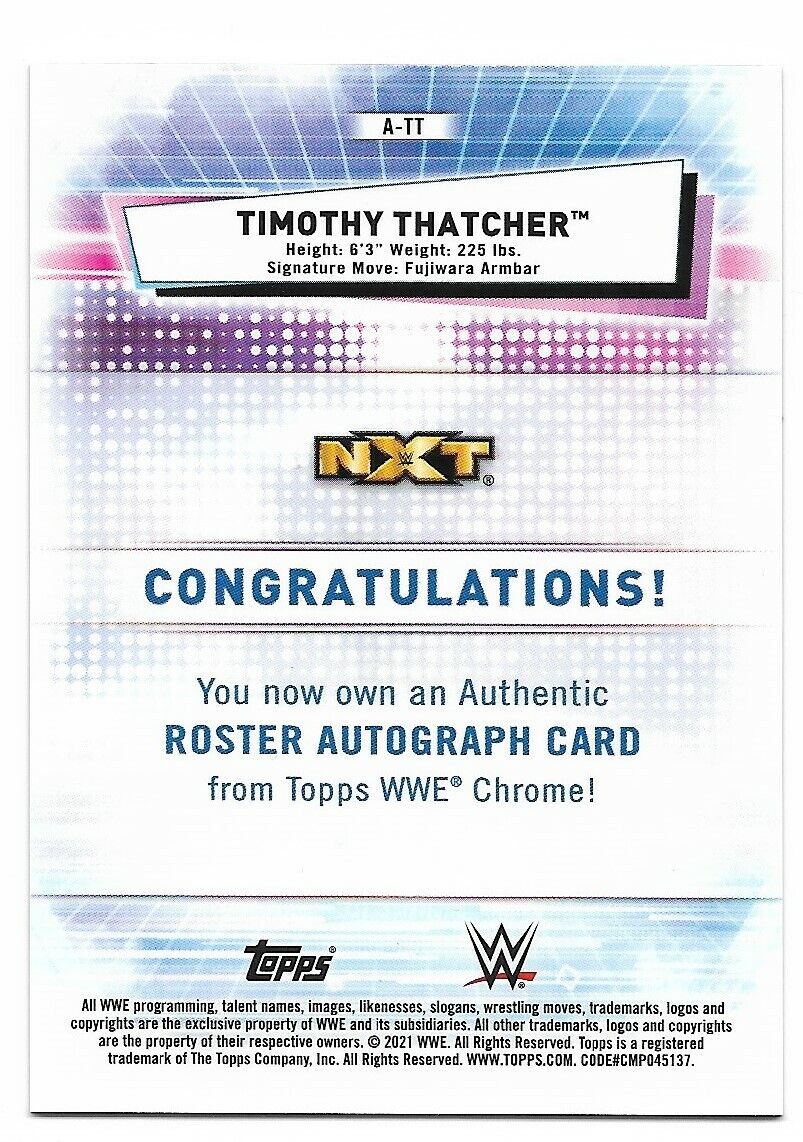 2021 Topps Chrome WWE Gold Refractor Timothy Thatcher AUTO 38/50 card
