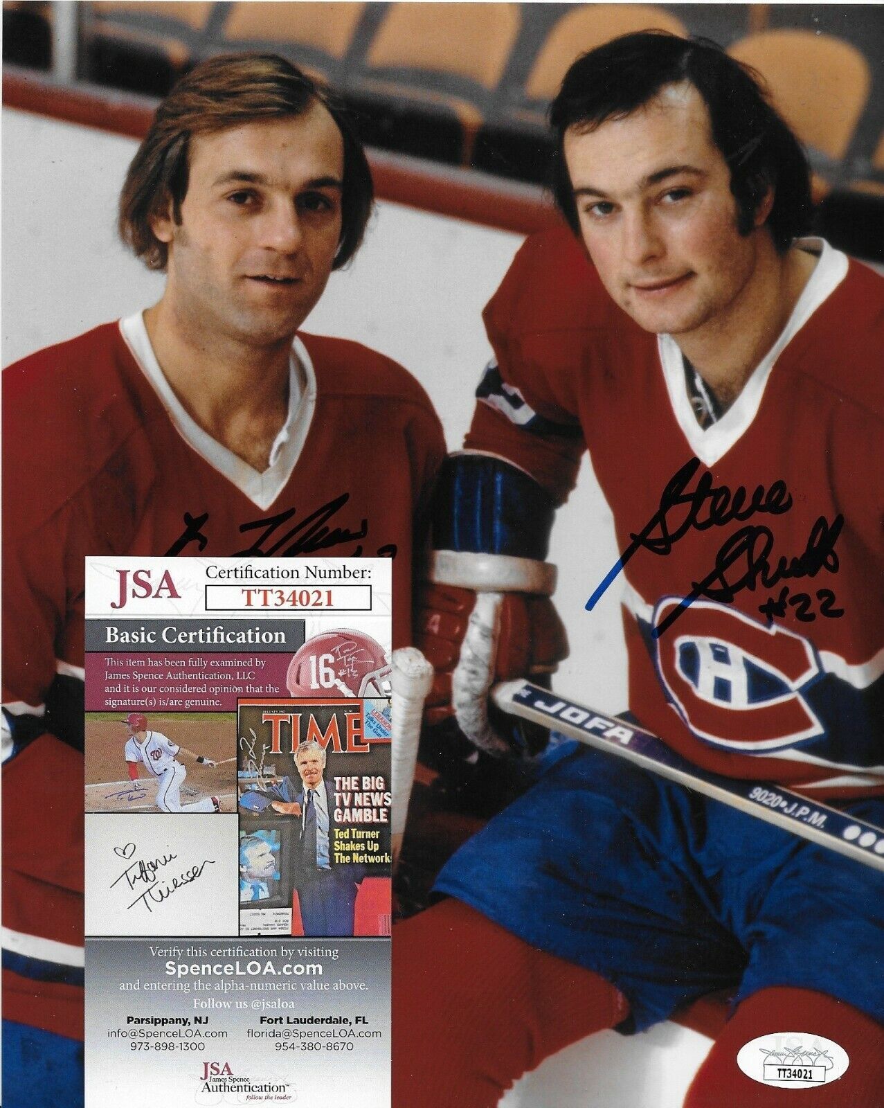 Photo autographiée 8x10 signée par Steve Shutt des Canadiens de Montréal avec JSA