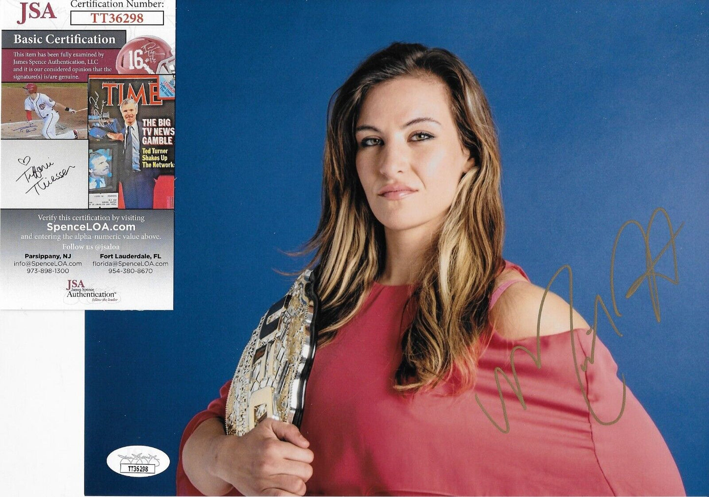 Photo autographiée de la championne de l'UFC Miesha Tate 8x10 originale avec authentification JSA