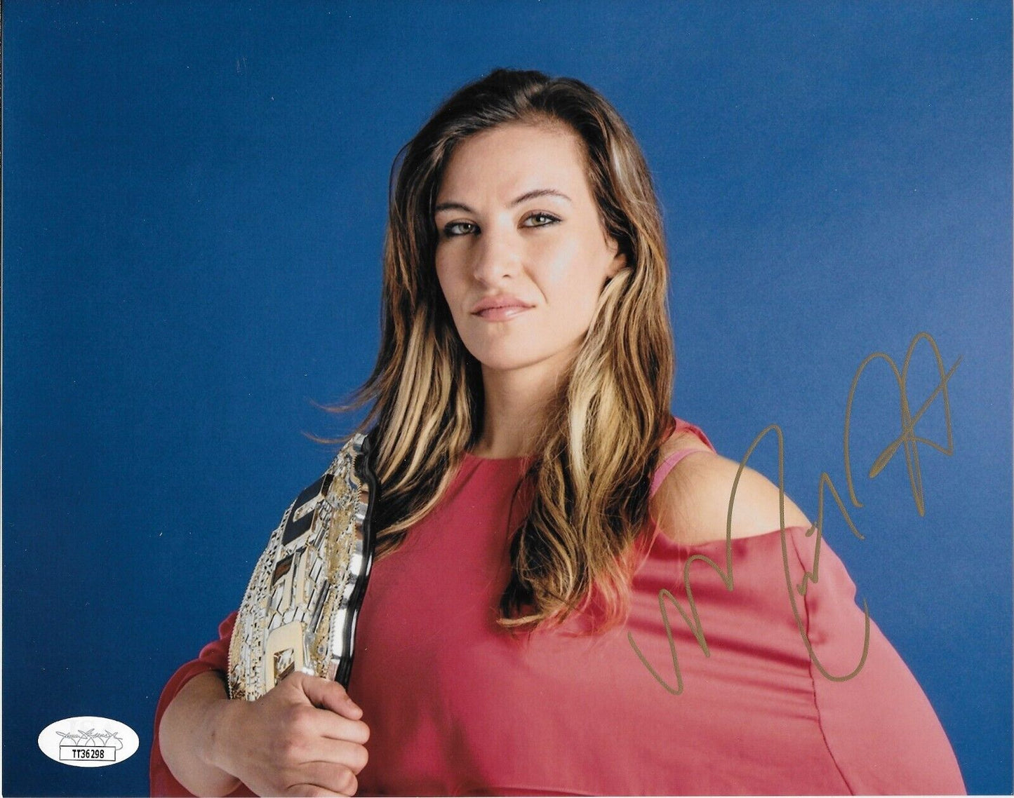 Photo autographiée de la championne de l'UFC Miesha Tate 8x10 originale avec authentification JSA