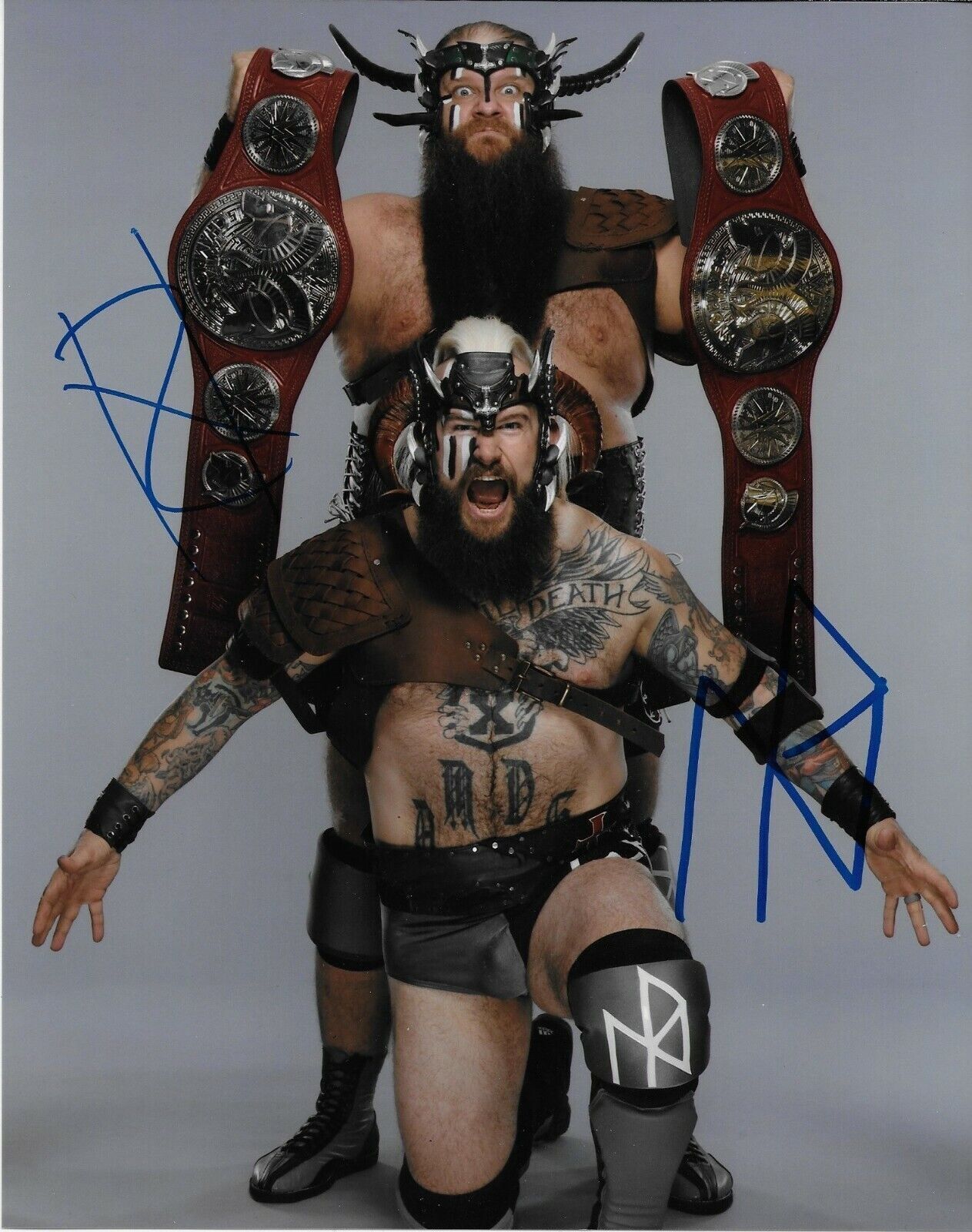 Autographed Wrestling Viking Raiders Erik & Ivar Signed WWE 8x10 Ph. #3 Original