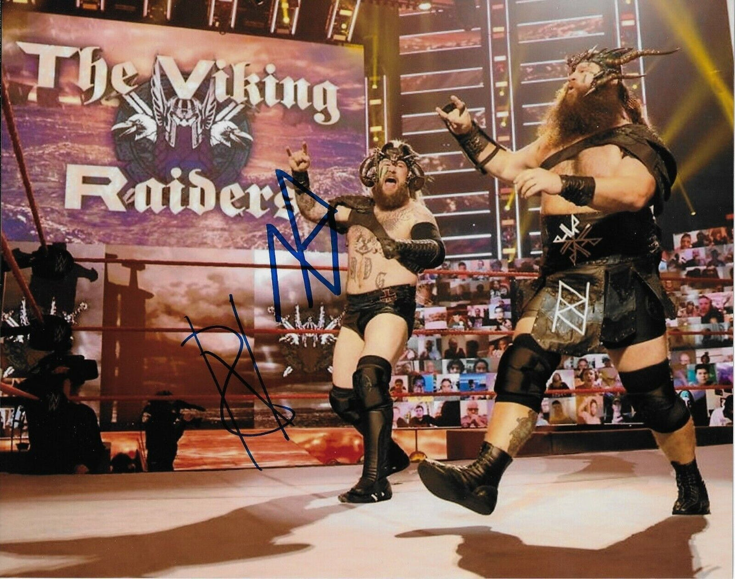 Autographié Wrestling Viking Raiders Erik & Ivar Signé WWE 8x10 Ph. #4 Original