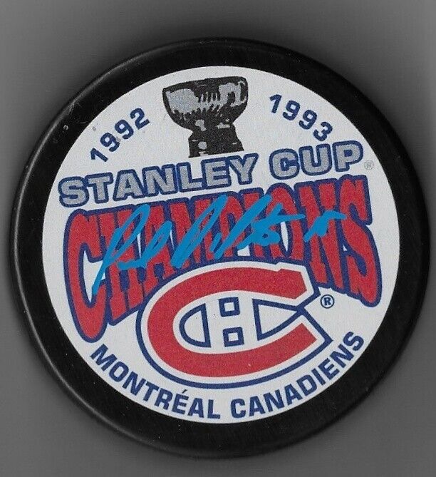 Autographed Montreal Canadiens Paul Dipietro 92-93 Stanley Cup Champions Puck