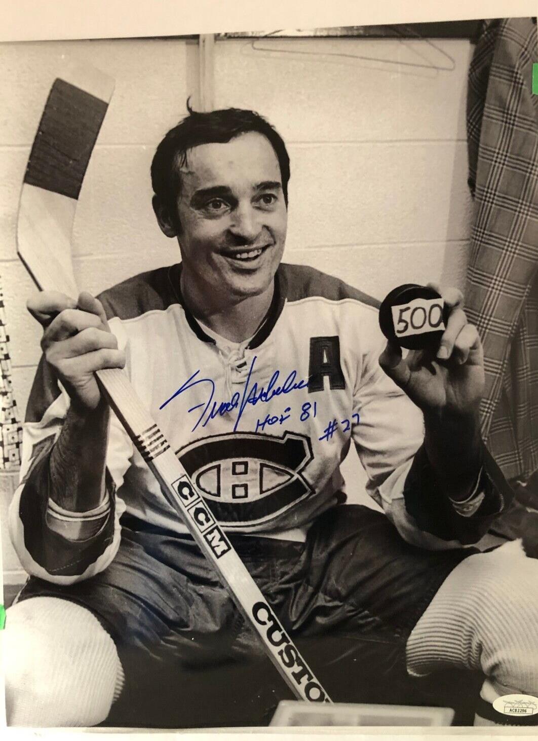 Auto. Montreal Canadiens Frank Mahovlich 11x10 Photo w JSA w Hof F Inscription