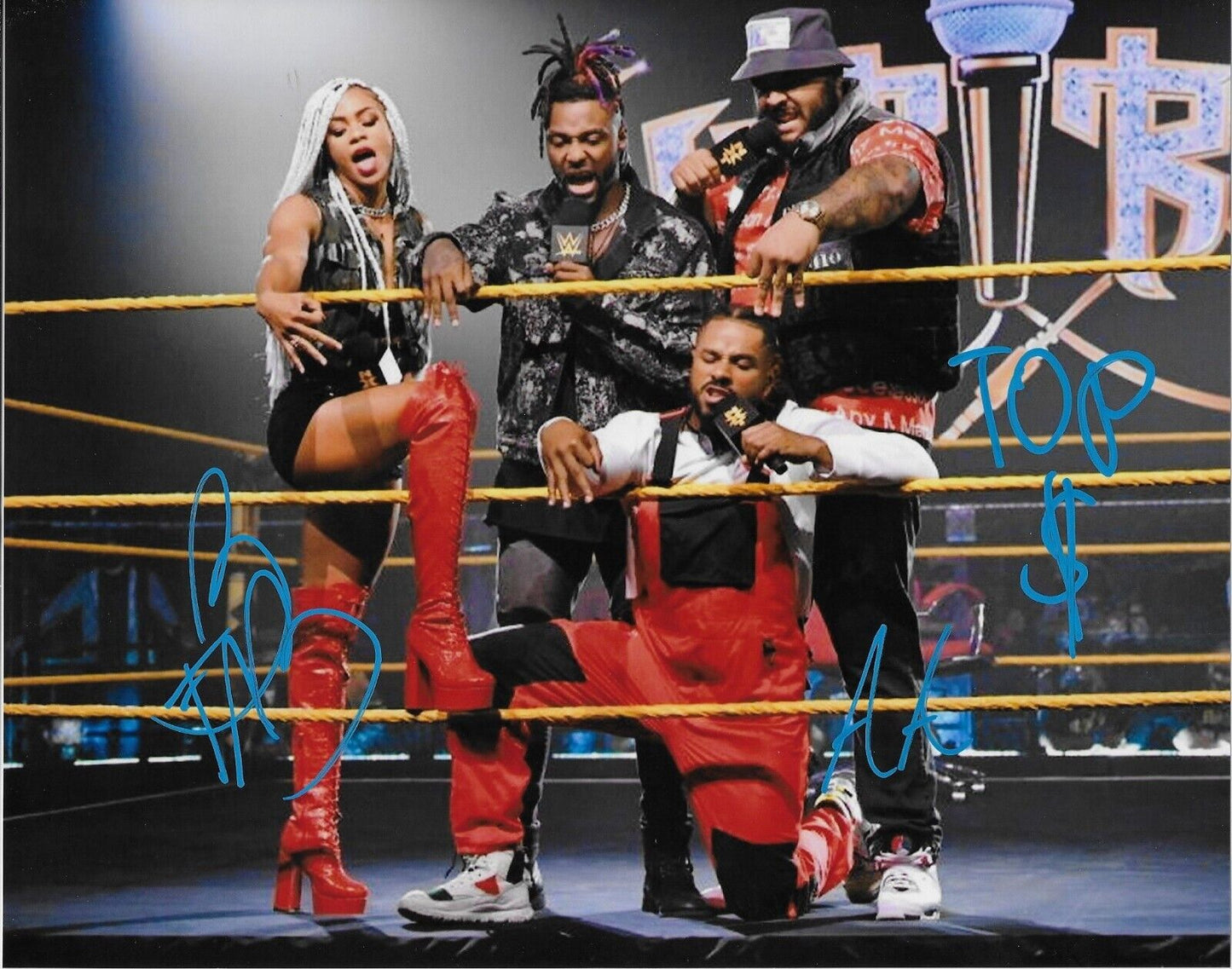 Auto. Wrestling Hit Row Ashante Adonis Top Dolla B-Fab Photo signée WWE 8x10 #3
