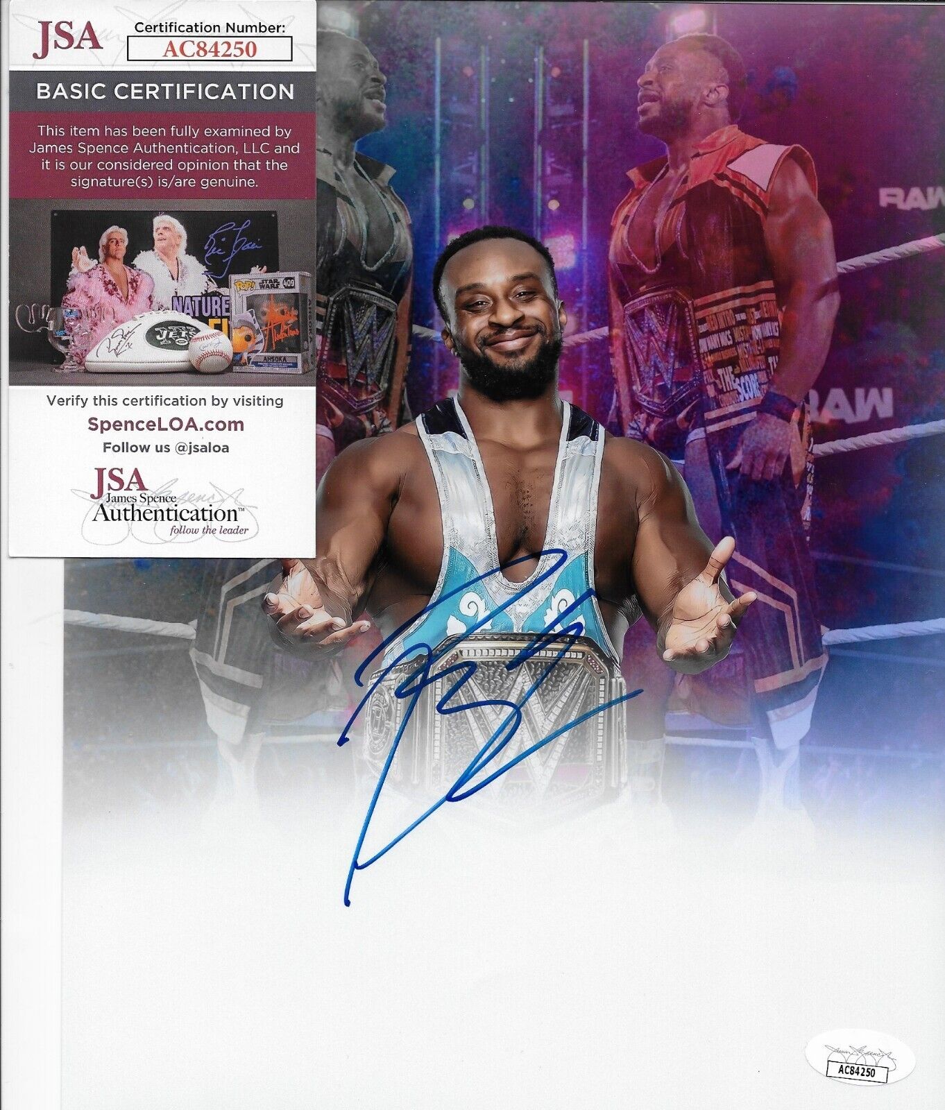 Autographed Wrestling Big E WWE 8x10 Photo #6 Original with JSA Authentication
