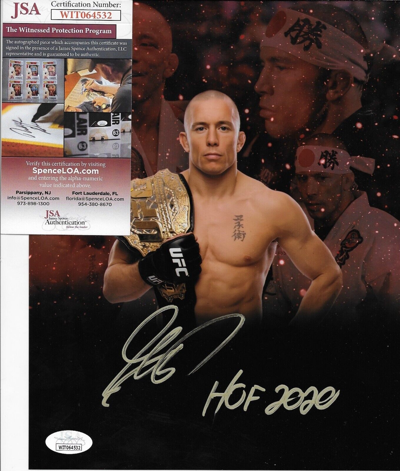 Autographed UFC Hall of Famer Georges St Pierre 8x10 Photo #4 Original with JSA