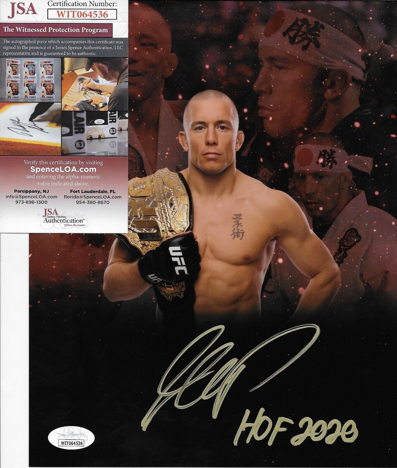 Autographed UFC Hall of Famer Georges St Pierre 8x10 Photo #7 Original with JSA