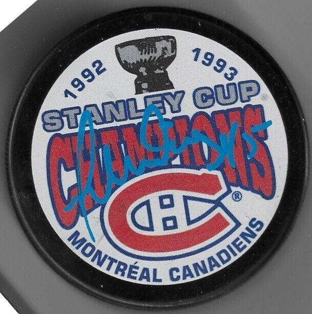 Autographed Montreal Canadiens Gilbert Dionne 92-93 Stanley Cup Champions Puck