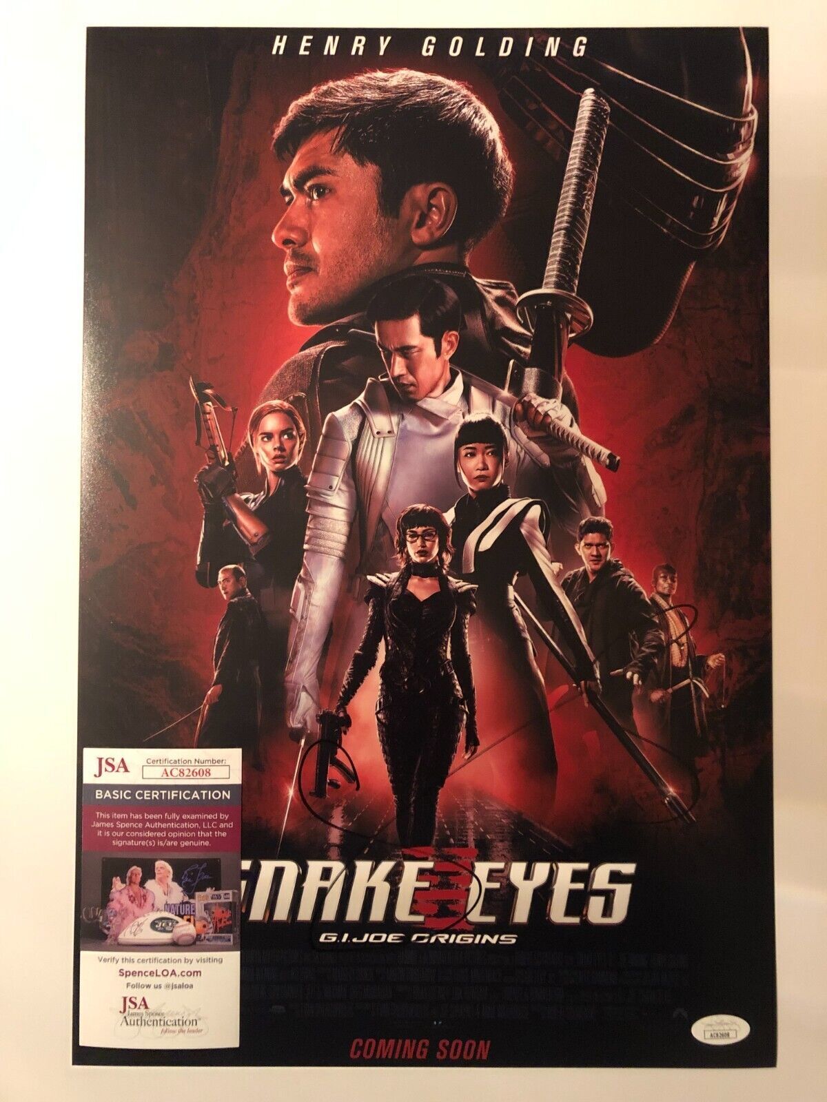 Autographed Snake Eyes 12x18 photo signed by Samara Weaving Scarlett JSA cert 3
