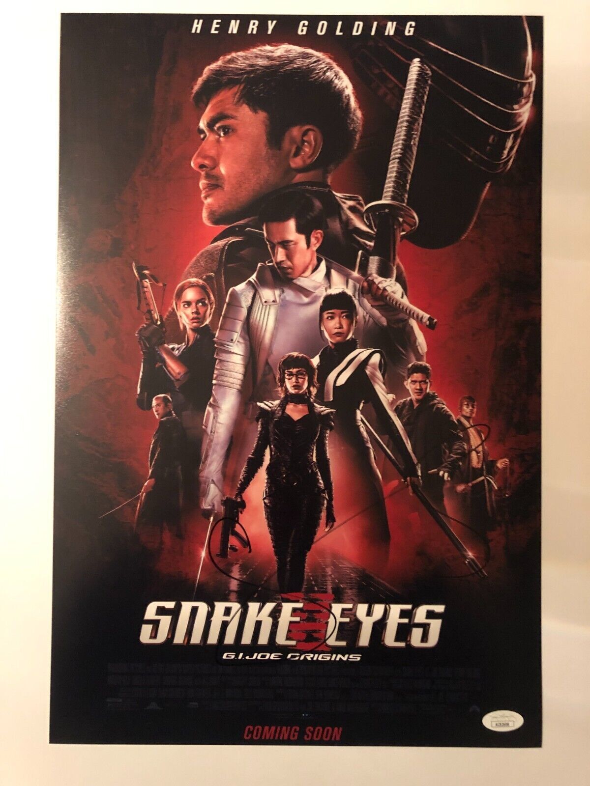 Autographed Snake Eyes 12x18 photo signed by Samara Weaving Scarlett JSA cert 3