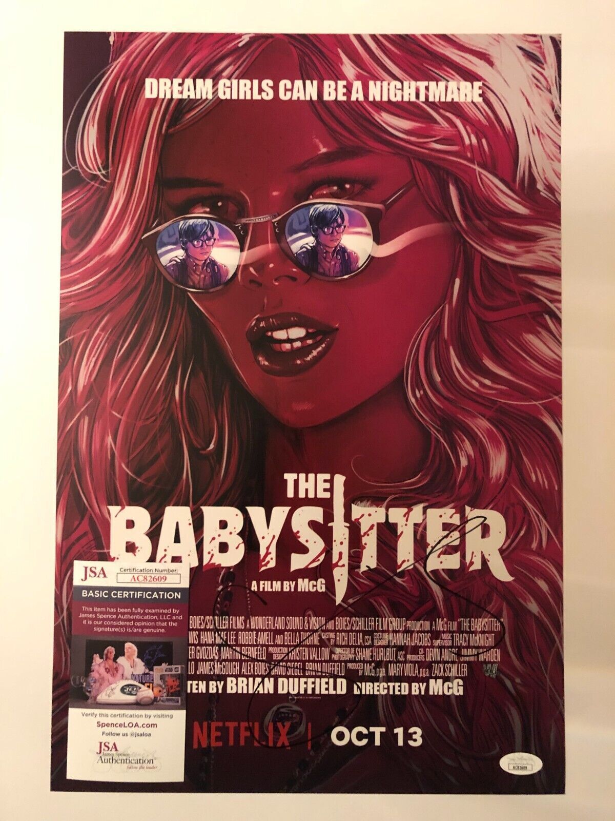 Autographed The Babysitter 12x18 photo signed by Samara Weaving JSA cert