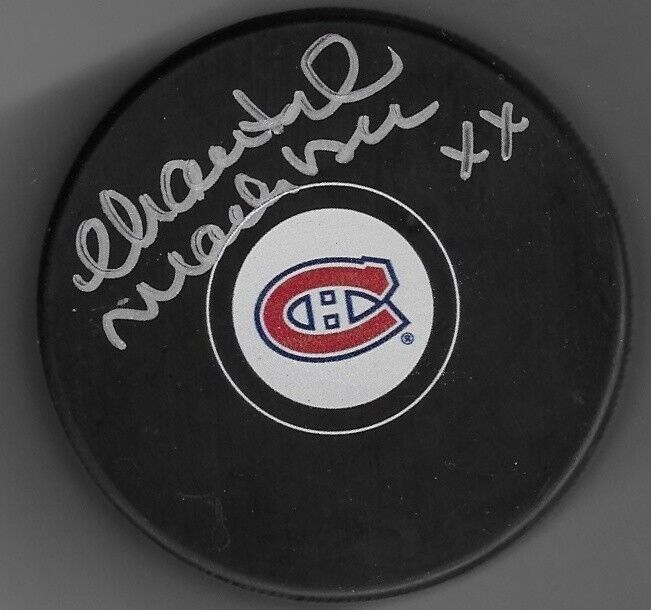 Autographed Montreal Canadiens Chantal Machabee Hockey Puck