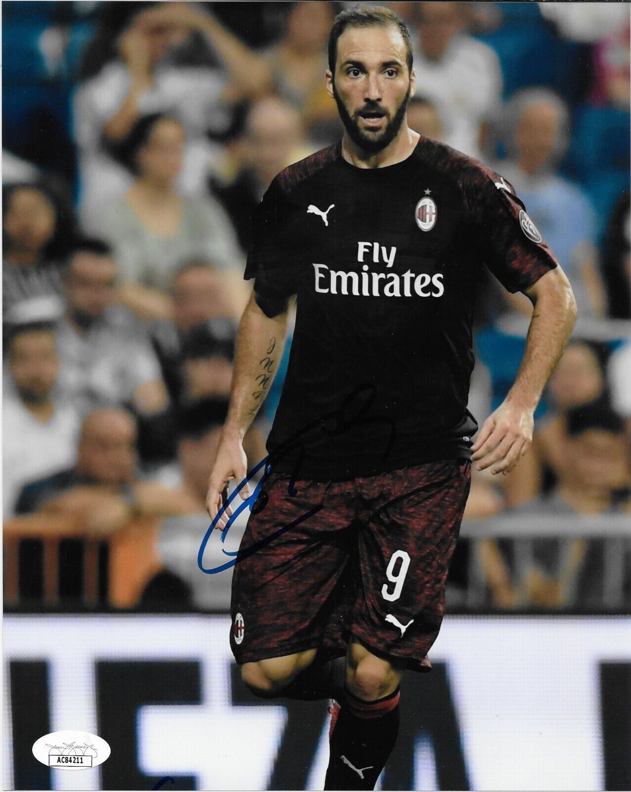 Photo autographiée de Gonzalo Higuain, joueur de football de l'AC Milan, format 8x10, n°4, avec authentification JSA