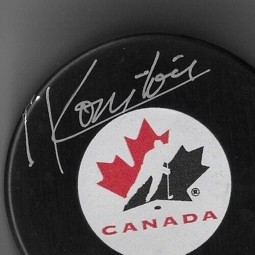 Autographed Anaheim Ducks Maxime Comtois Team Canada Puck