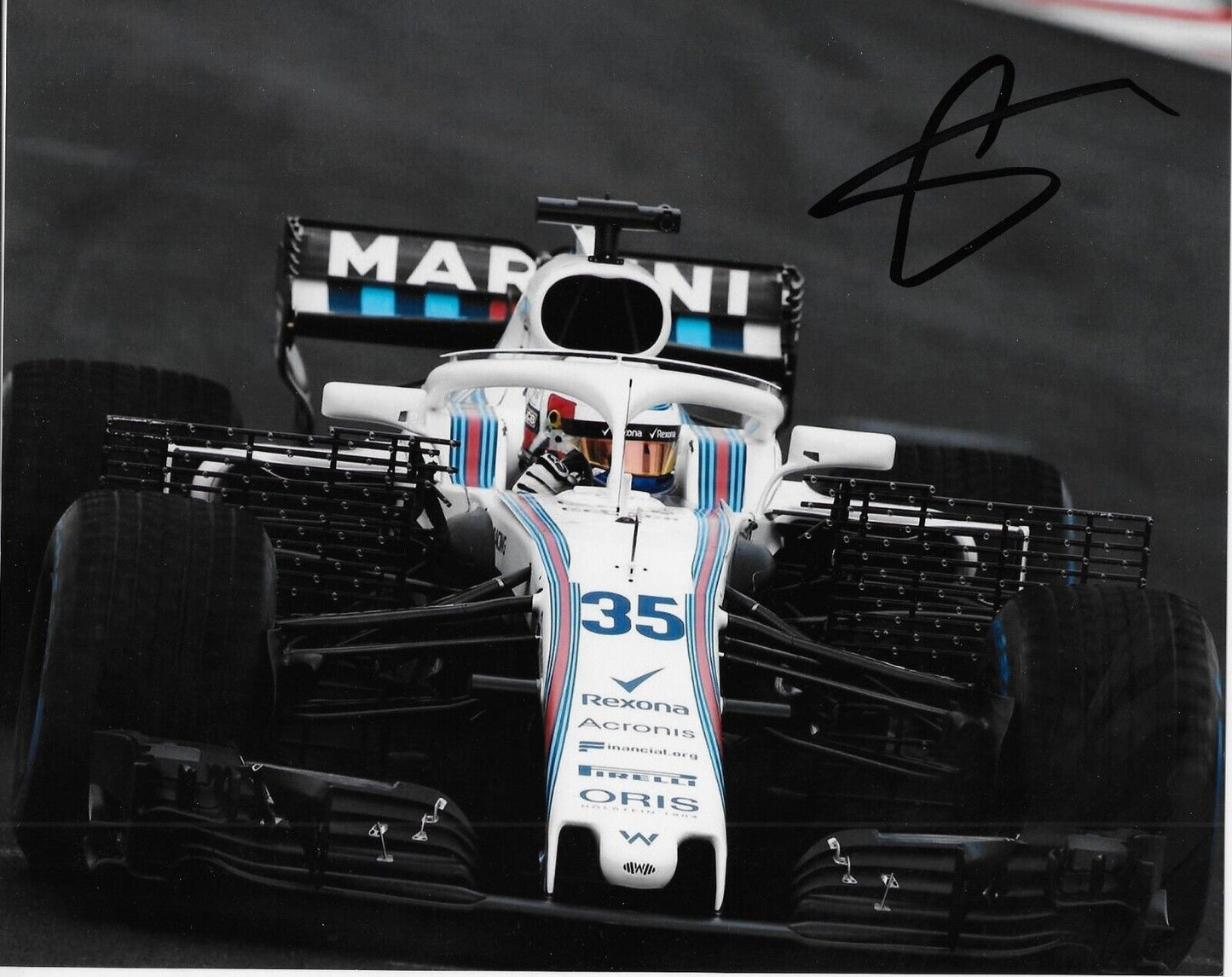Photo 8x10 autographiée du pilote de Formule 1 Williams Sergey Sirotkin #5 Original