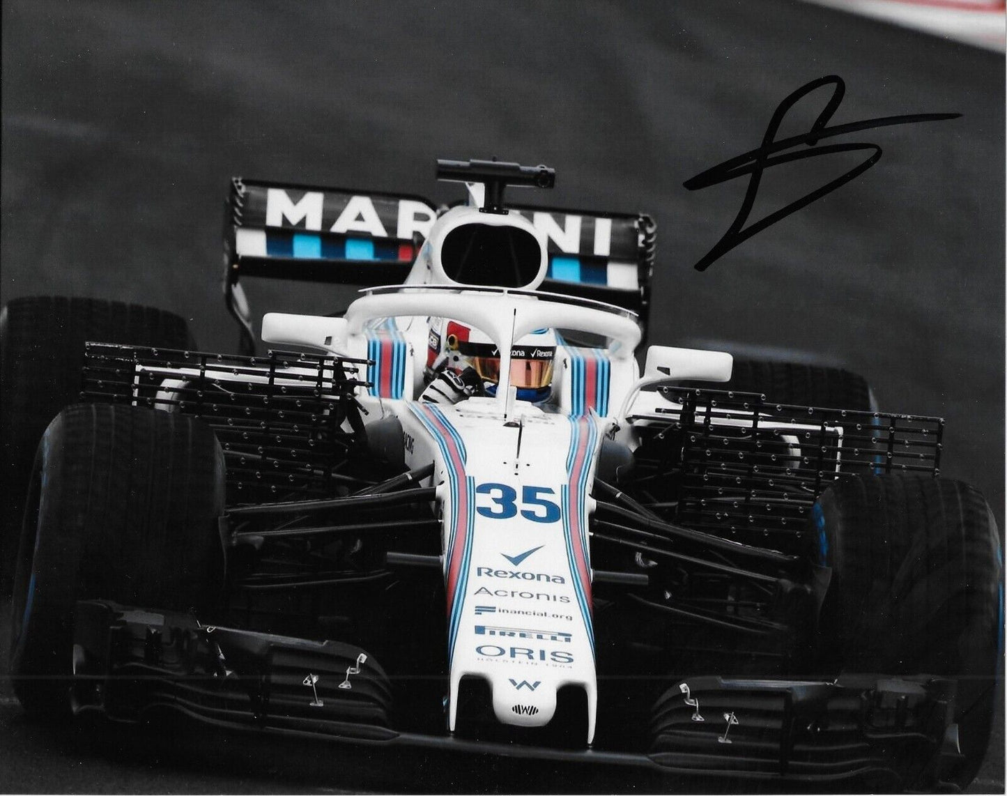 Photo 8x10 autographiée du pilote de Formule 1 Williams Sergey Sirotkin #5 Original